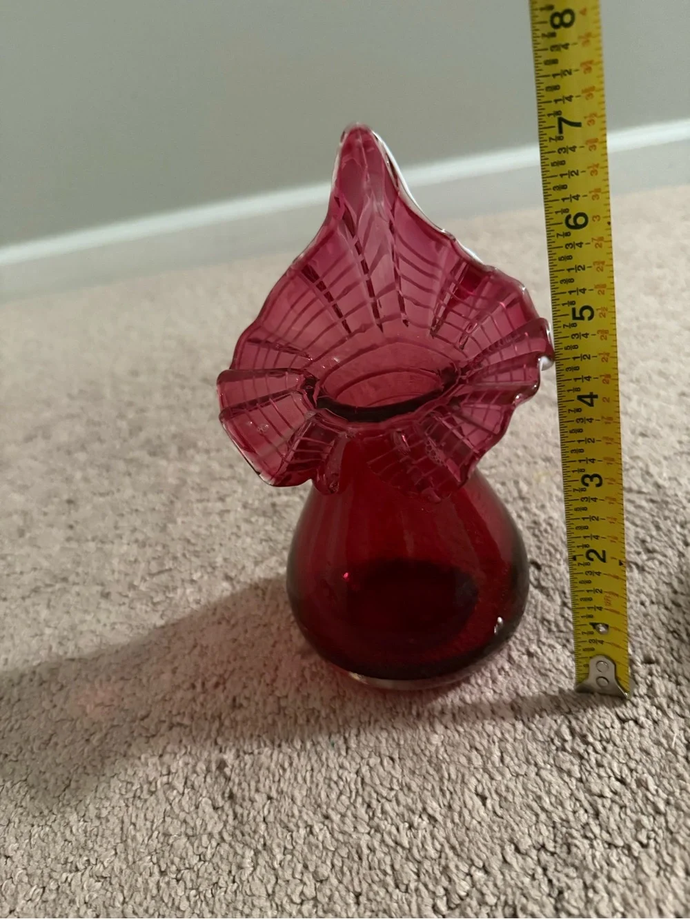 Decorative Ruby Red / Pink Glass Bud Vase - Home Accents